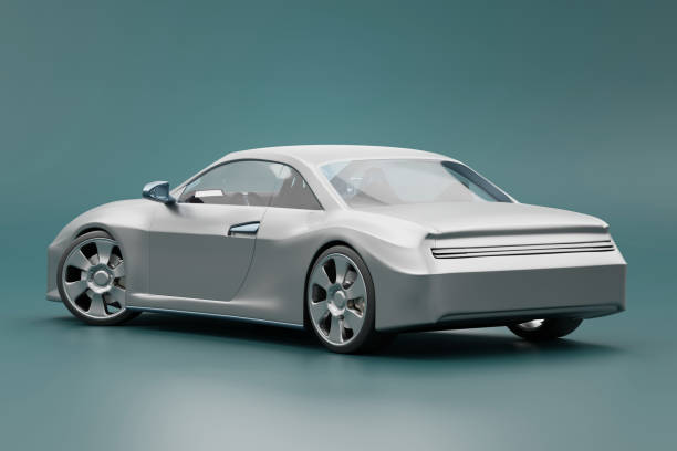 istock Future Concept Sport car placed on glossy background 3D rendering 1432629560