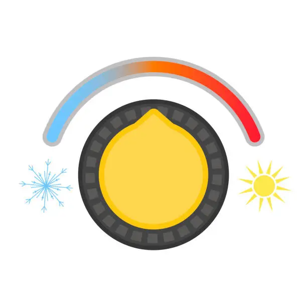 Vector illustration of Home radiator with thermostat temperature knob illustration