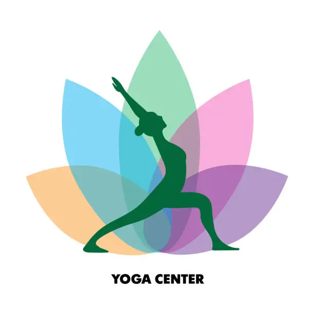 Vector illustration of yoga center vector logo.