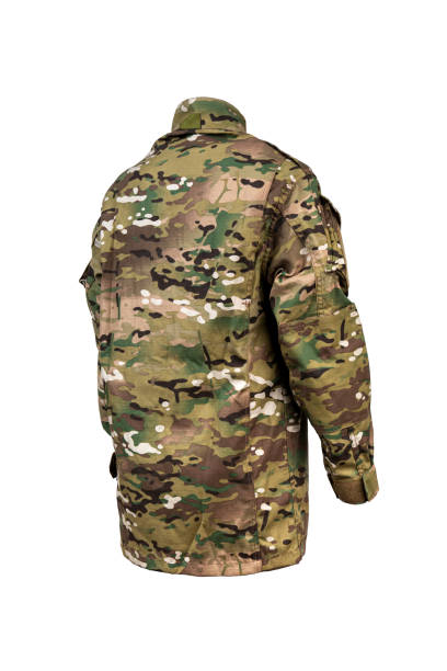 istock Camouflage military jacket. Soldier clothes. Isolate on a white background. 1432634477