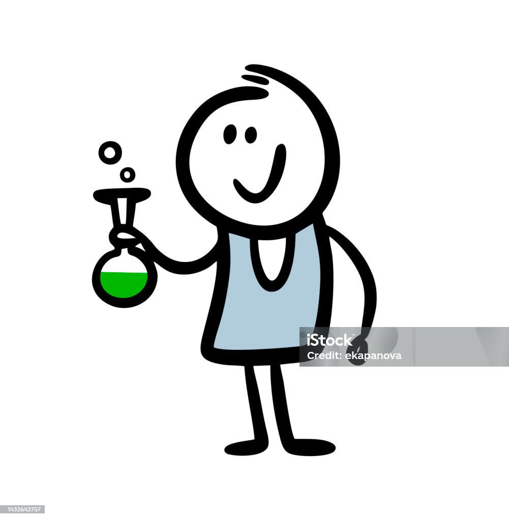 Nhà Khoa Học Cầm Ống Nghiệm Với Chất Lỏng Hóa Học Trong Tay Vẽ ...