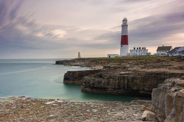 Jurassic Coast, an isolated island  of quaint villages, rocky coastal scenery, Portland Bill Lighthouse in Dorset, England