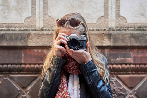 Girl with film camera.