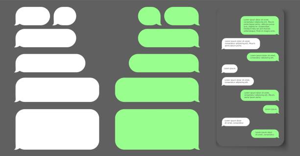 ilustraciones, imágenes clip art, dibujos animados e iconos de stock de cuadro de texto chat. plantilla de mensajes vacíos. interfaz de marcación vectorial. pantalla de comunicación móvil con globos - imagenes para whatsapp