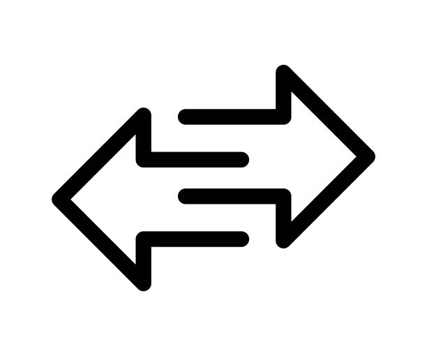 Two opposite arrows exchange vector icon. Transfer Arrow symbol. Different black directional icons, illustration for web design, mobile apps, interface and other design Two opposite arrows exchange vector icon. Transfer Arrow symbol. Different black directional icons, illustration for web design, mobile apps, interface and other design. compare-icon stock illustrations
