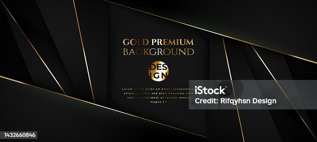 istock Abstract 3d black and gold gradient papercut geometric background. Modern futuristic background . Can be use for landing page, book covers, brochures, flyers, magazines, any brandings, banners, headers, presentations, and wallpaper backgrounds 1432660846