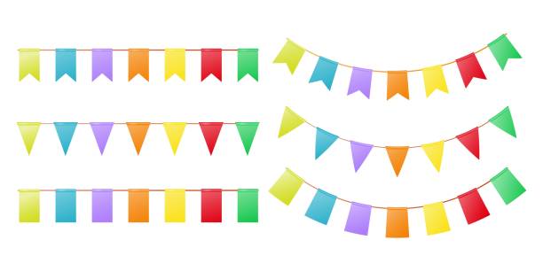 istock A set of colored flags for the design of the holidays. Garland with colorful flags. Vector illustration. 1432662955