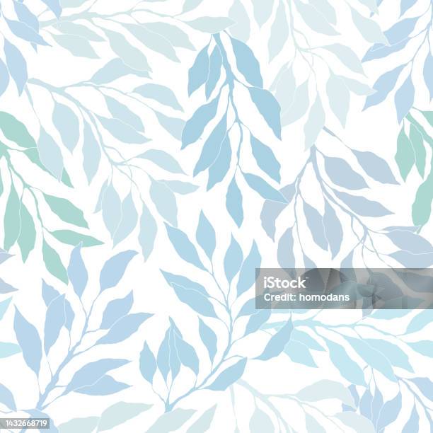 Blue Pattern Trees Seamless Pattern With Blue Tree Branches And Leaves Stock Illustration ...