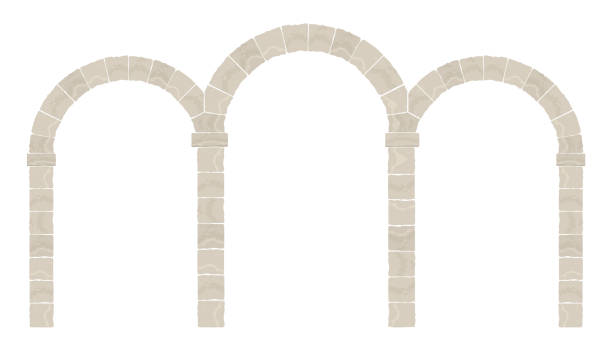 istock Arch in the wall of beige cut stone 1432670892