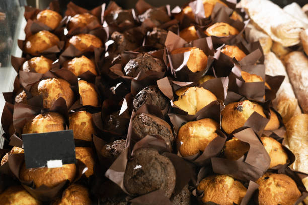istock Pastry case at bakery cafe with fresh muffins 1432670962