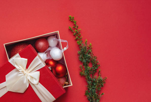 istock Red Gift box with Christmas toys 1432671905