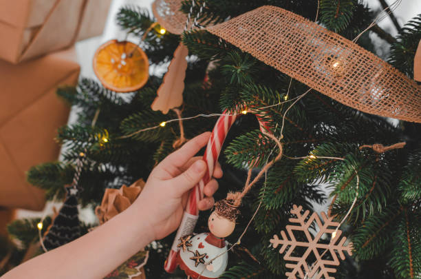istock Christmas card. Decorations on the Christmas tree, close-up, selective focus 1432672009