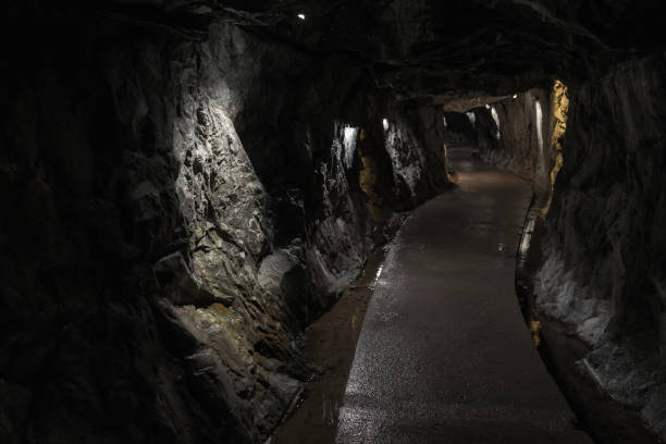 istock Dark tunnel of abandoned underground marble quarry 1432674246