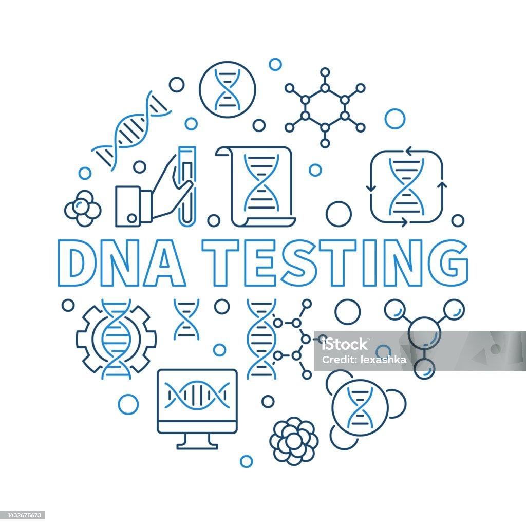Genetic Testing Graphics Dna Testing Vector Round Creative Outline Illustration Stock ...