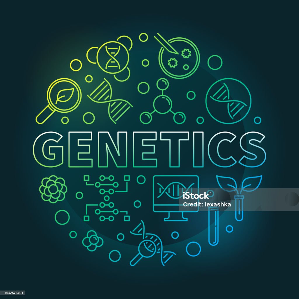 Genetics Lab Vector Genetics Vector Circular Colored Outline Illustration Stock ...