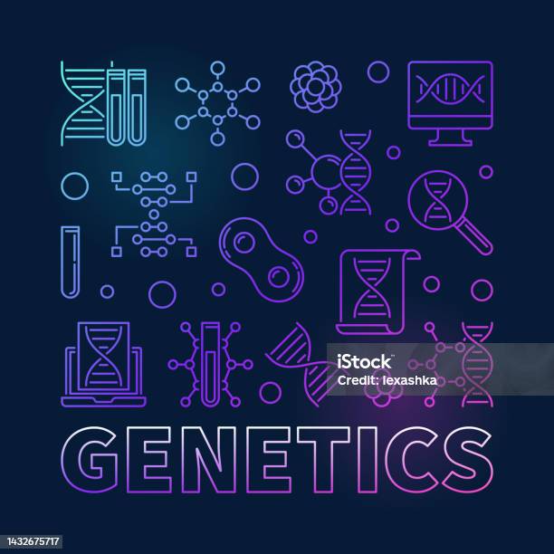 Genetics Lab Vector Genetics Vector Square Colored Concept Line Illustration Stock ...