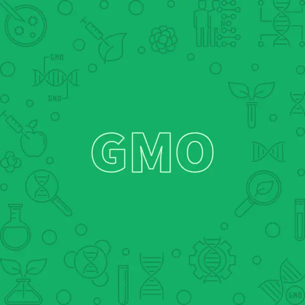 Vector illustration of GMO vector green concept outline frame or illustration