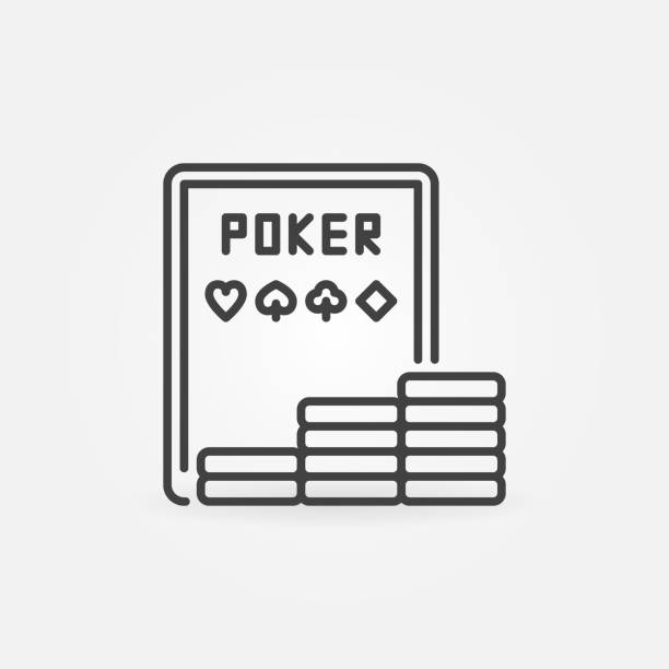 illustrations, cliparts, dessins animés et icônes de tablette avec application de poker et icône de concept de contour vectoriel chips - silhouette poker computer icon symbol