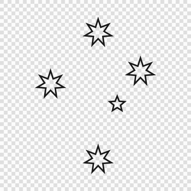 illustrazioni stock, clip art, cartoni animati e icone di tendenza di croce del sud, emblema della linea sottile dell'australia - armorial