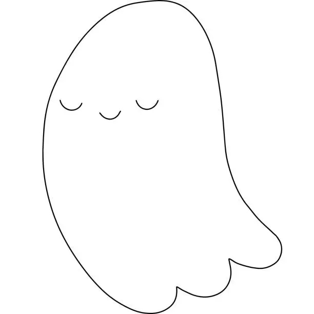 Vector illustration of Isolated illustration of a cute ghost.Halloween holiday