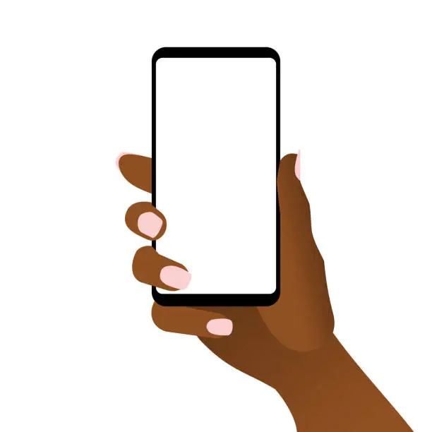Vector illustration of African Woman Hand Holding Smartphone