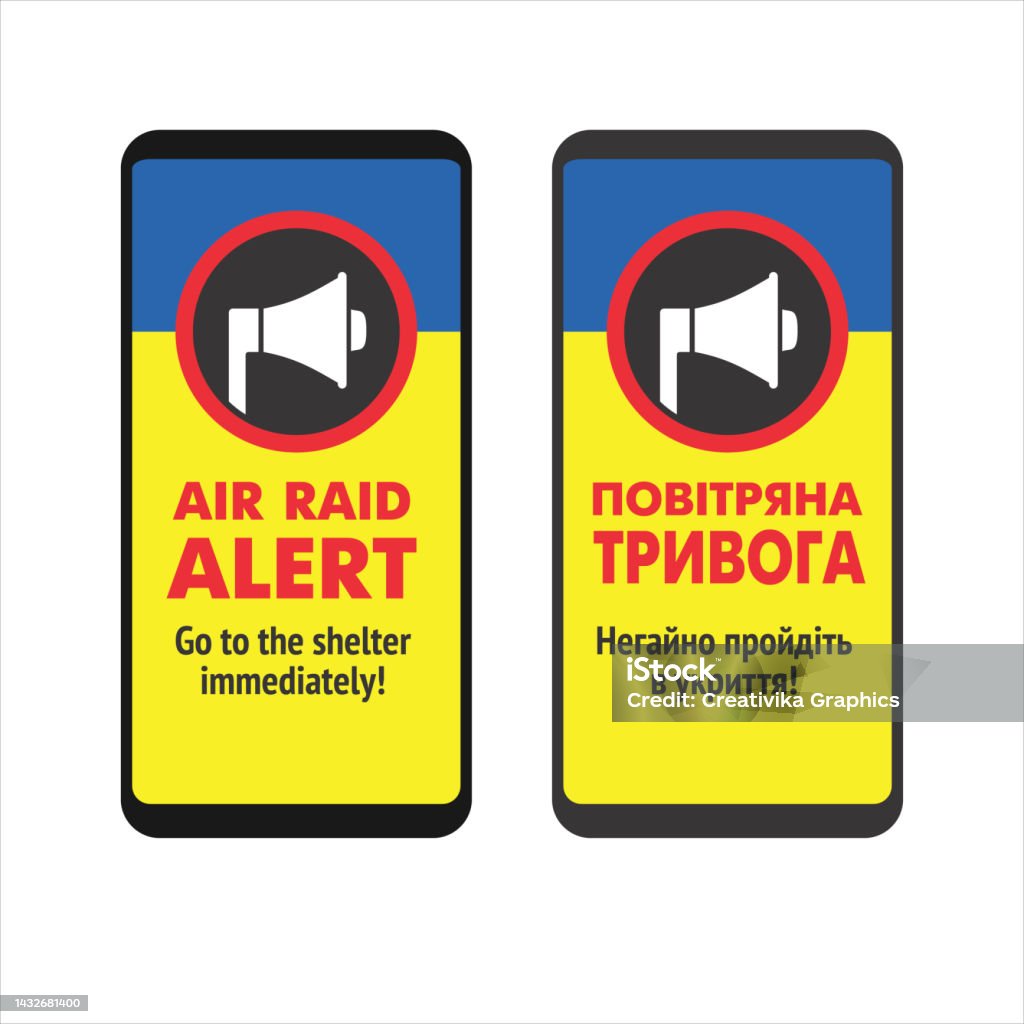 Smartphone With Air Raid Alert Message On Screen Stock Illustration ...