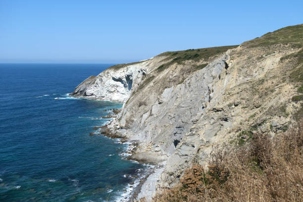 Gulf of Biscay view from Lemoiz town, Spain. Spanish sea landscape
