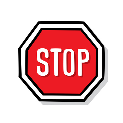 Vector illustration of a hand drawn stop sign against a white background.