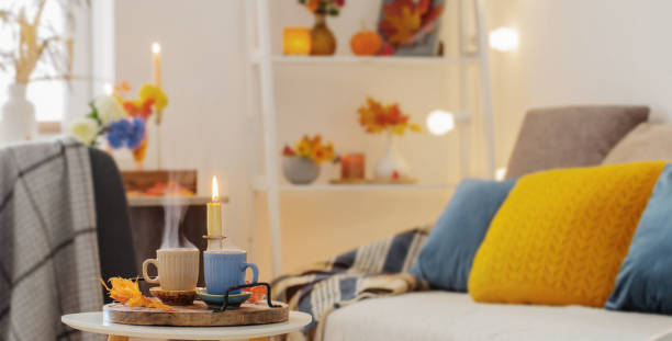 istock two  cups with hot drinks at home with autumnal decor 1432689051