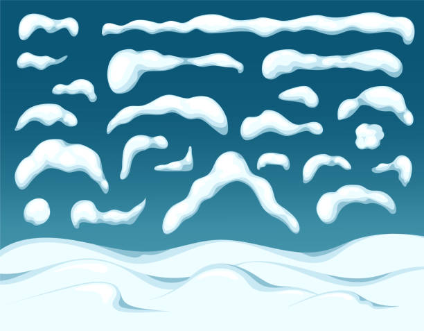 istock Snow caps, snowballs, snowdrifts set. Winter decor. Vector illustration 1432690287