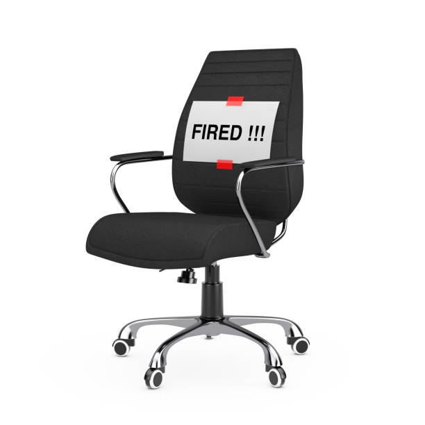istock Paper Sheet with Fired Message over Black Leather Boss Office Chair. 3d Rendering 1432691073