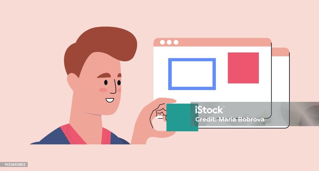 Character Creating Website Character Makes Website Stock Illustration - Download Image Now - Adult ...