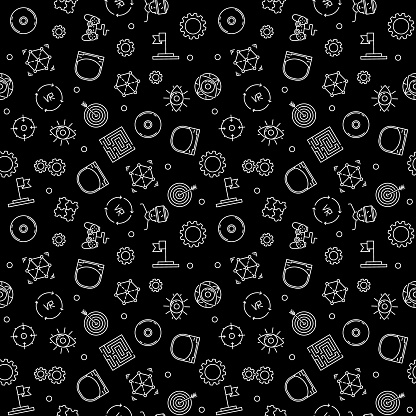 Vr Or Virtual Reality Vector Dark Linear Seamless Pattern Stock ...