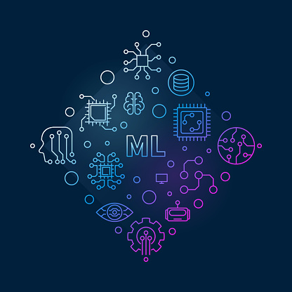 Machine Learning Clip Art Ml Machine Learning Vector Colored Line Round Illustration Stock ...
