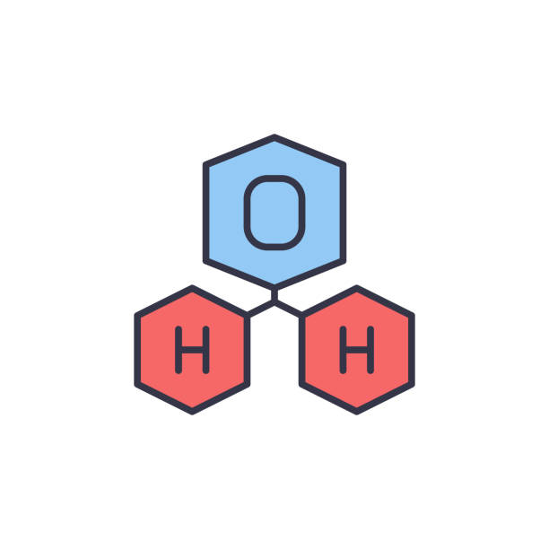 H2O Water Molecule vector concept colorful icon H2O Water Molecule vector concept colorful icon or symbol h20 molecules stock illustrations