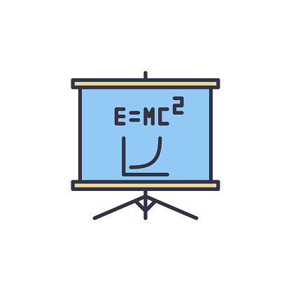 Presentation Board with E=MC2 vector concept colored icon or symbol