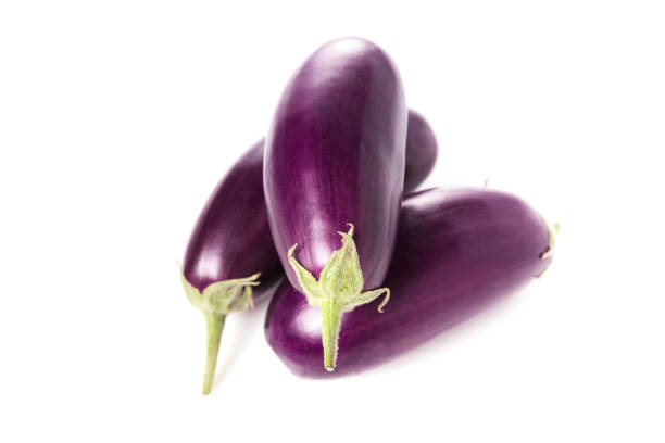 Fresh eggplant isolated on white background.