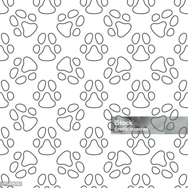 Paw Pattern Gui Pet Paw Print Vector Simple Linear Seamless Pattern Stock Illustration ...