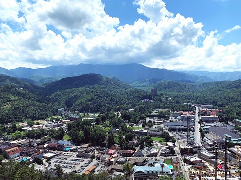 The city of Gatlinburg as seen from the skylift