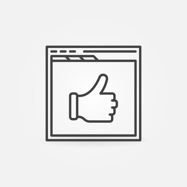 strona internetowa z ikoną linii koncepcji wektorowej thumbs up - endorsement appreciate validate thumbs up stock illustrations