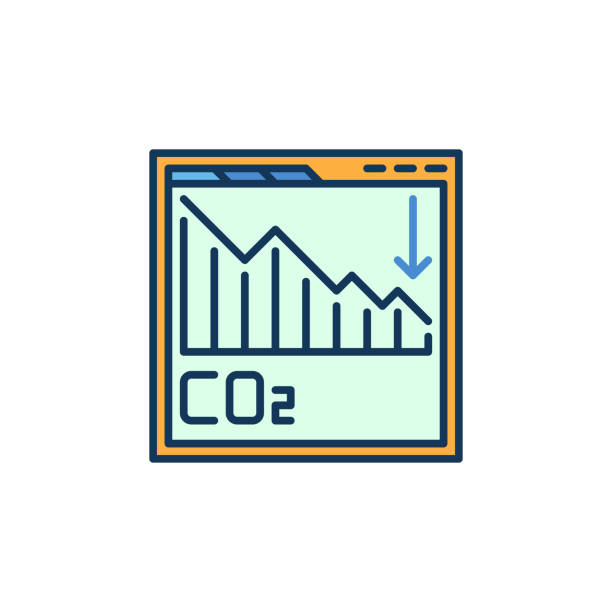 Web Page with CO2 Graph vector concept colored icon Web Page with CO2 Carbon Dioxide Chart or Graph vector concept colored icon or symbol carbon-emissions stock illustrations