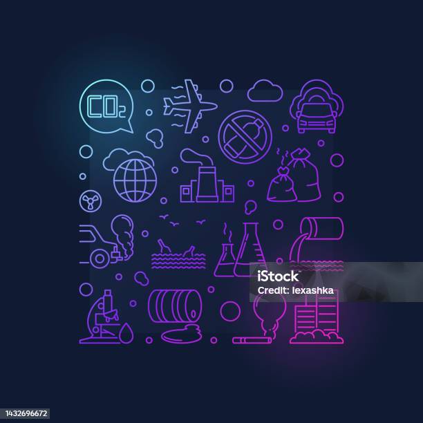 Environmental Image Square Environment Pollution Vector Concept Square Colorful Line Illustration ...
