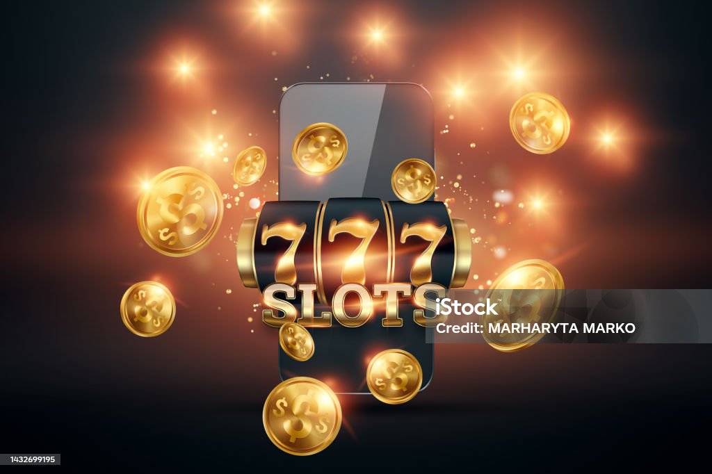 Online Casino Smartphone With Slot Machine With Jackpot And Gold Coins  Online Slots Lucky Seven 777 Dark Gold Style Luck Concept Gambling Jackpot  Banner Stockfoto en meer beelden van Bedrijfsleven - iStock