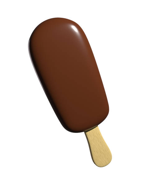 istock 3D ice cream in chocolate on a stick isolated on white. 3D rendering 1432699215