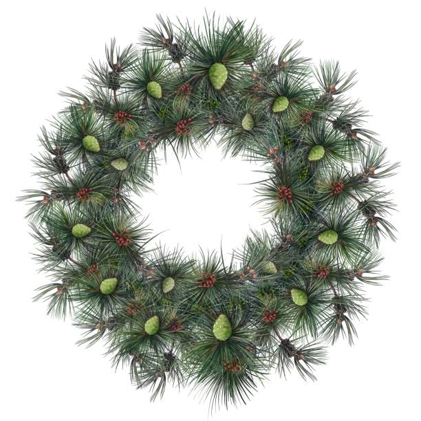 istock shining wreath of pine branches with cones, christmas wreath illustration 1432701882