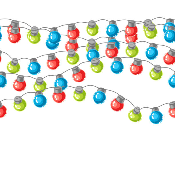 istock Seamless pattern with garland of light bulbs. Merry Christmas and Happy New Year decoration. 1432704126
