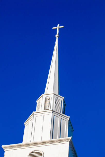 istock White cross on top of a steeple with copy space 1432705000