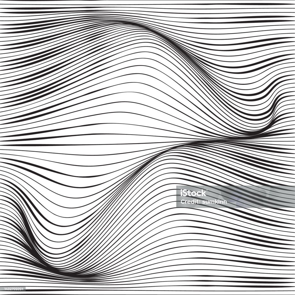 Distorted Wave Vector Distorted Wave Monochrome Texture Stock Illustration - Download Image ...