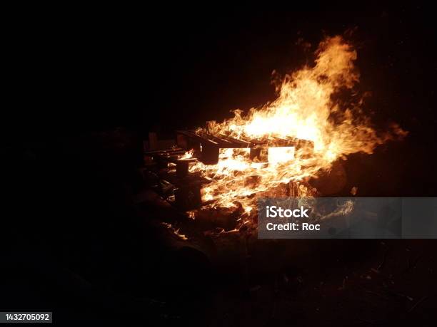 Bonfire Stock Photo - Download Image Now - Black Color, Bonfire, Burning