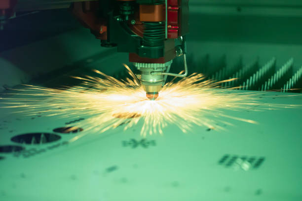 istock Cnc milling machine. Processing and laser cutting for metal in the industrial. Motion blur. Industrial exhibition of machine tools. 1432705097
